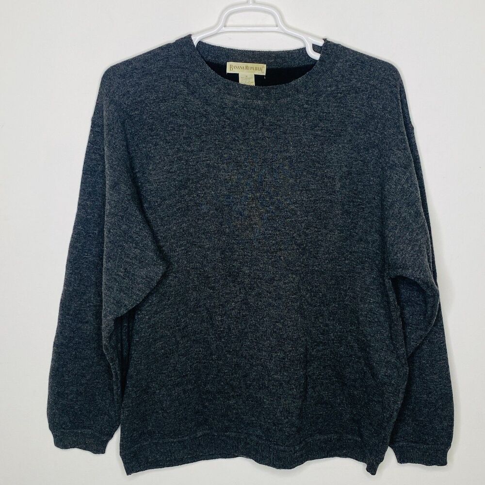 Banana Republic Lambswool Sweater Mens XL Heather Gray Crewneck Soft Long Sleeve